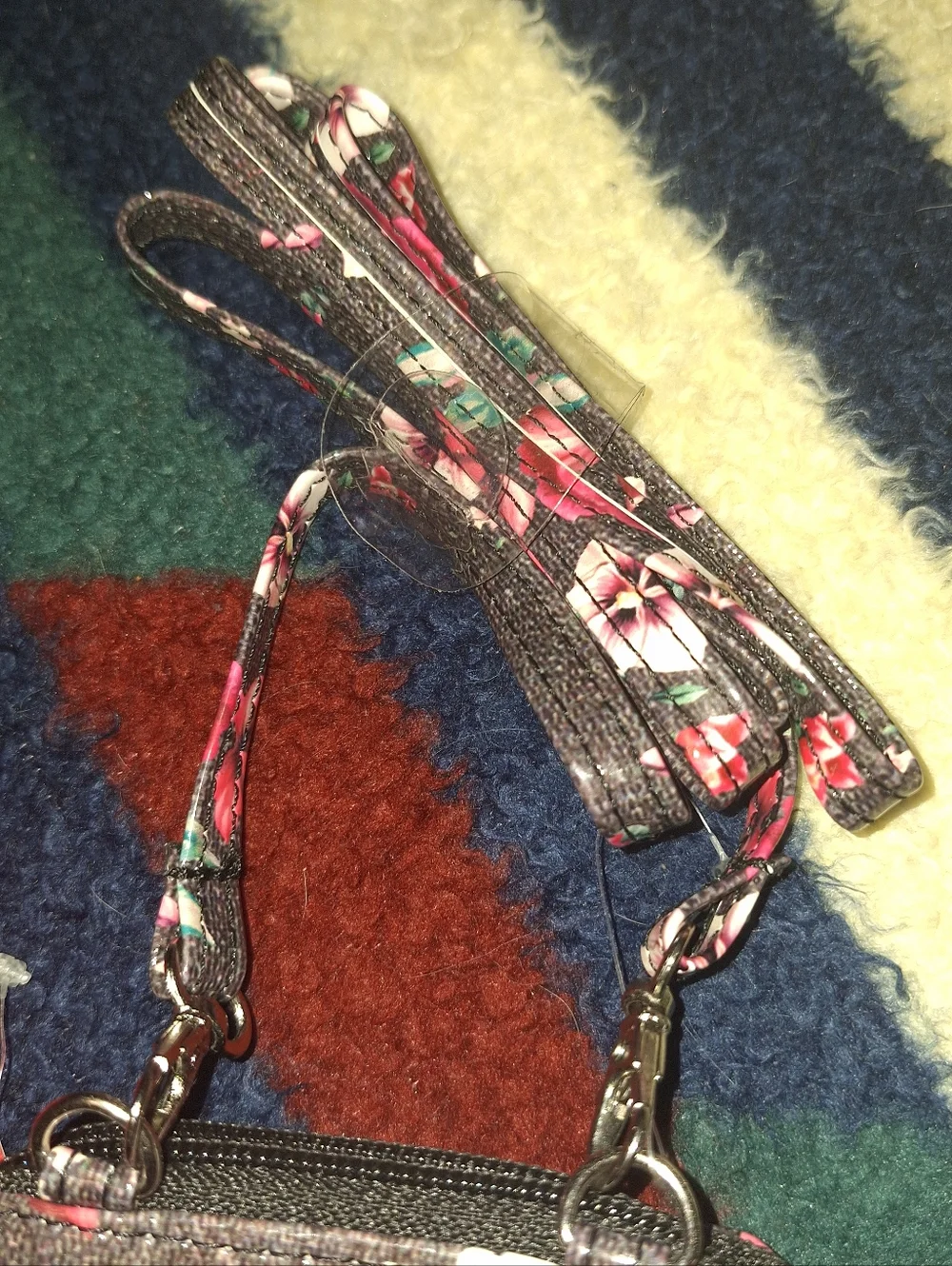 Kelly & Katie Black Floral Wristlet Phone Pouch with Pink Flowers